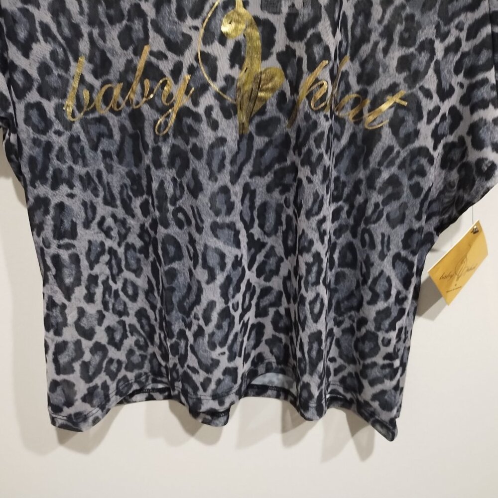 BABY PHAT Trendy Plus Size Sheer Animal Print T-Shirt - Picture 4 of 9